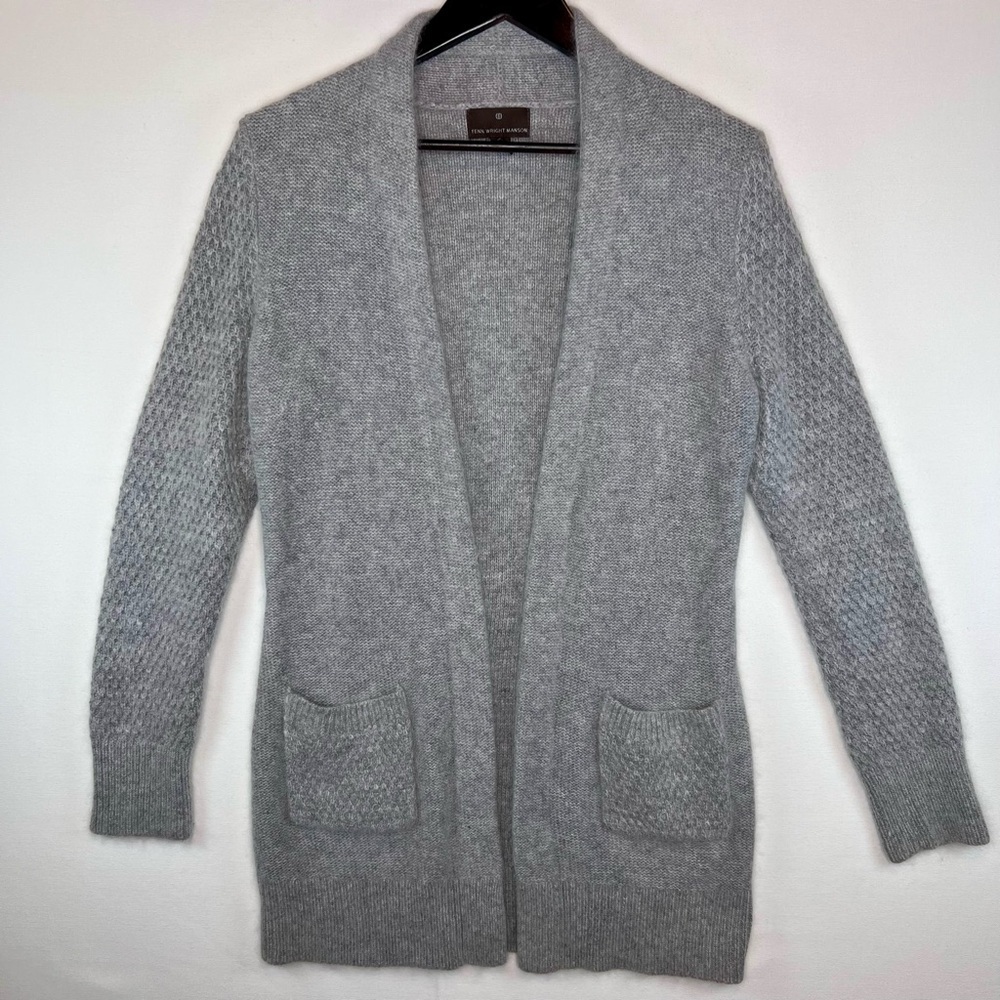 Fenn Wright Manson SOFT angora blend gray open front cardigan size Large boho